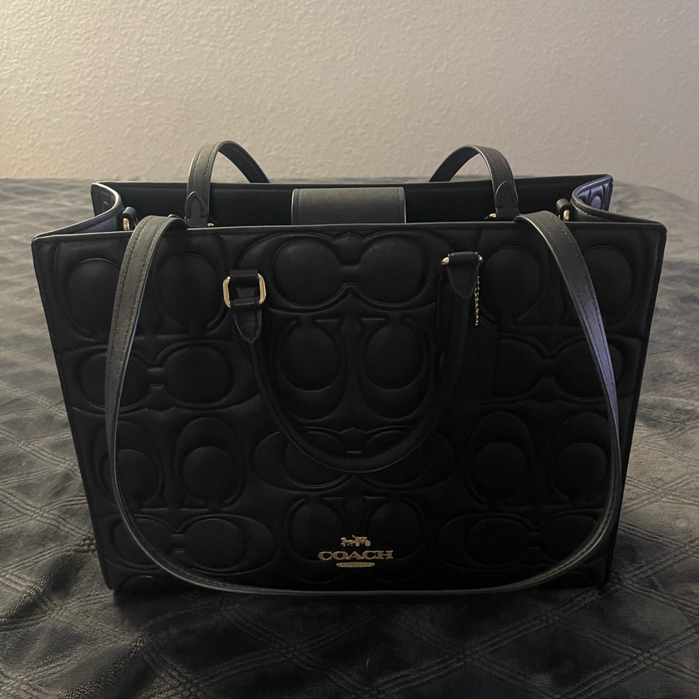 Coach Black Leather Tote Bag